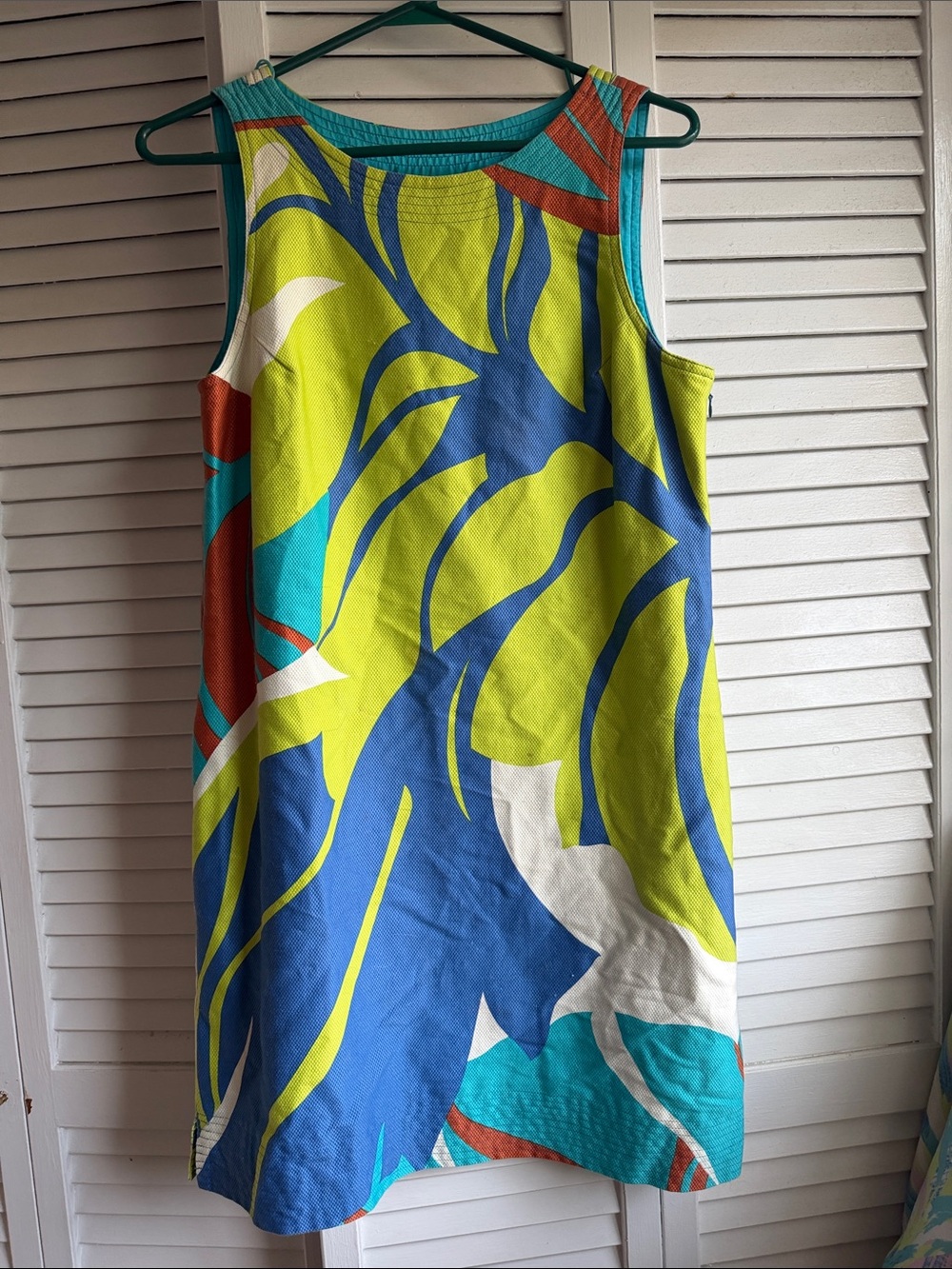 Harold's Vibrant Tropical Midi Dress in Blue, Lime & Teal
